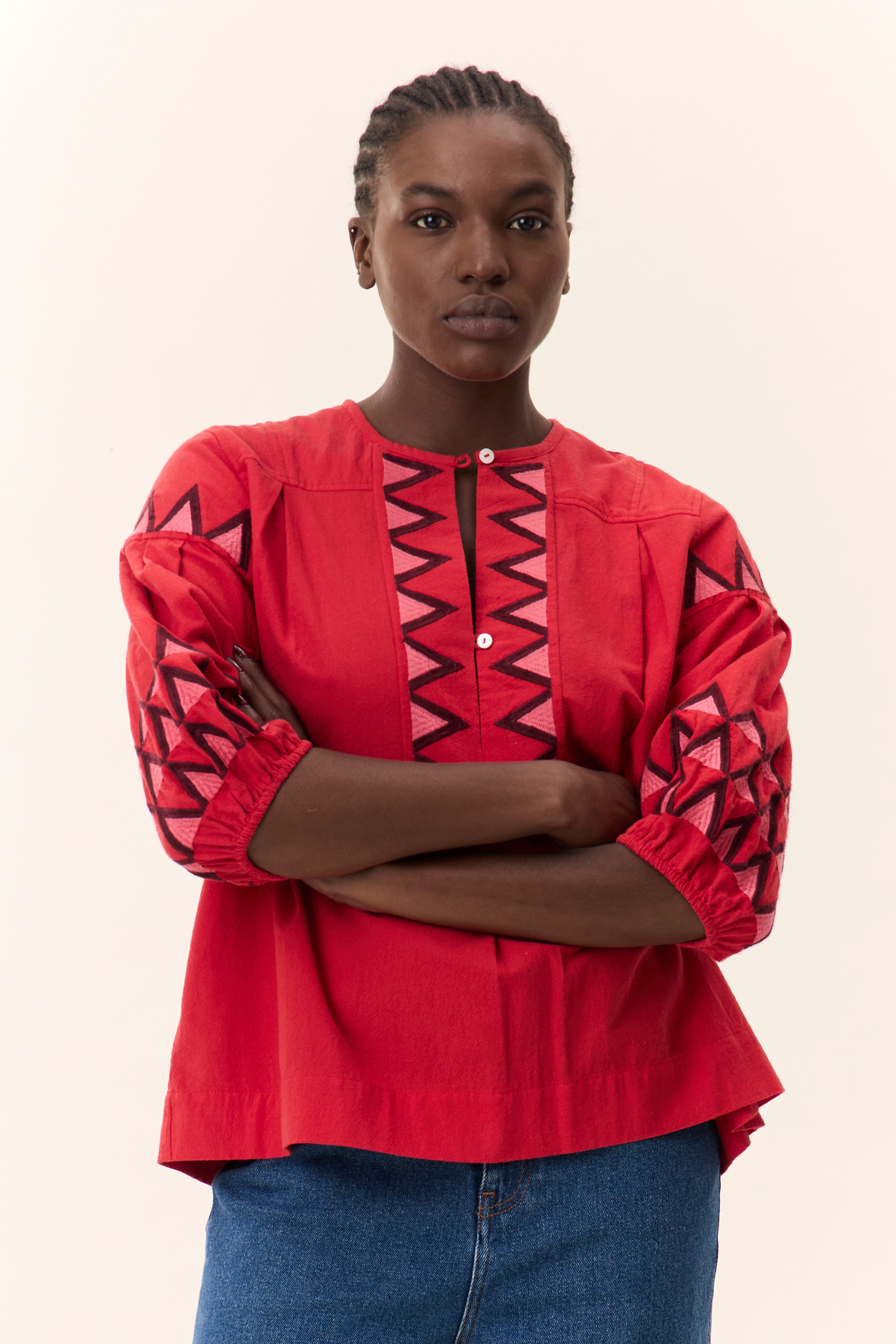 Blouse Cacia Alpha Rouge | Leon & Harper | Leon & Harper