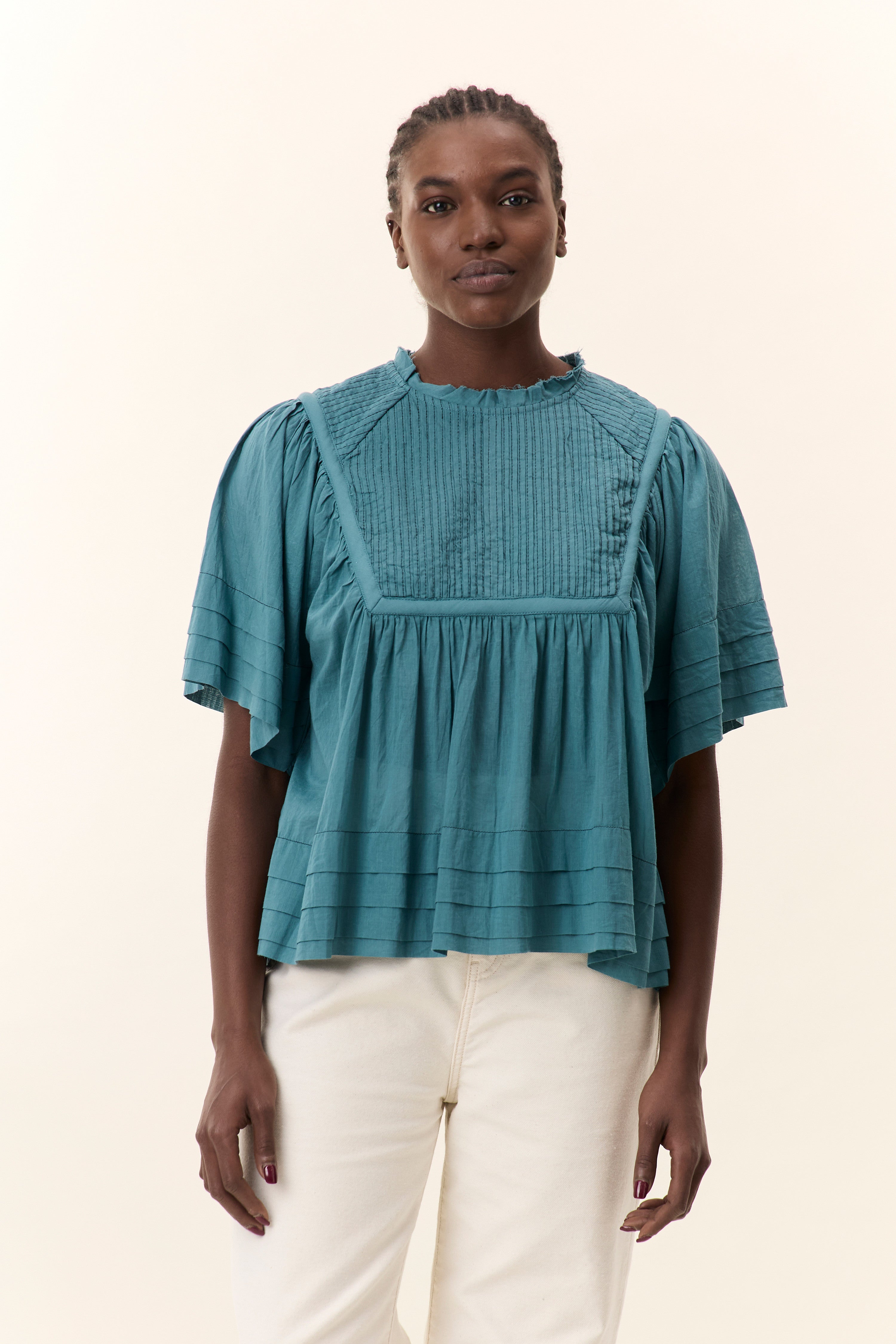Blouse Clive Imprimé Pétrole | Leon & Harper | Leon & Harper