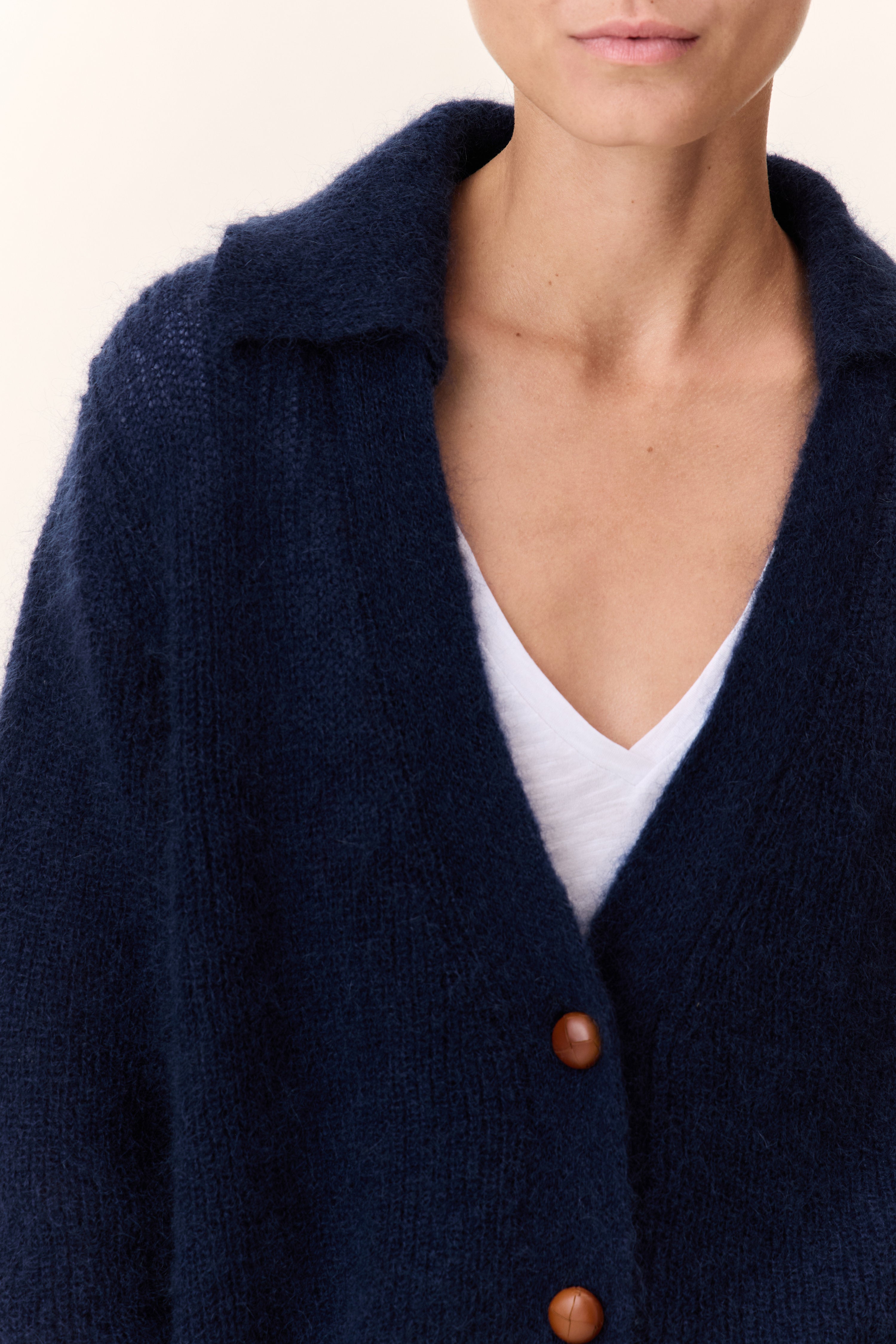 Cardigan Marloup Core Marine | Leon & Harper | Leon & Harper