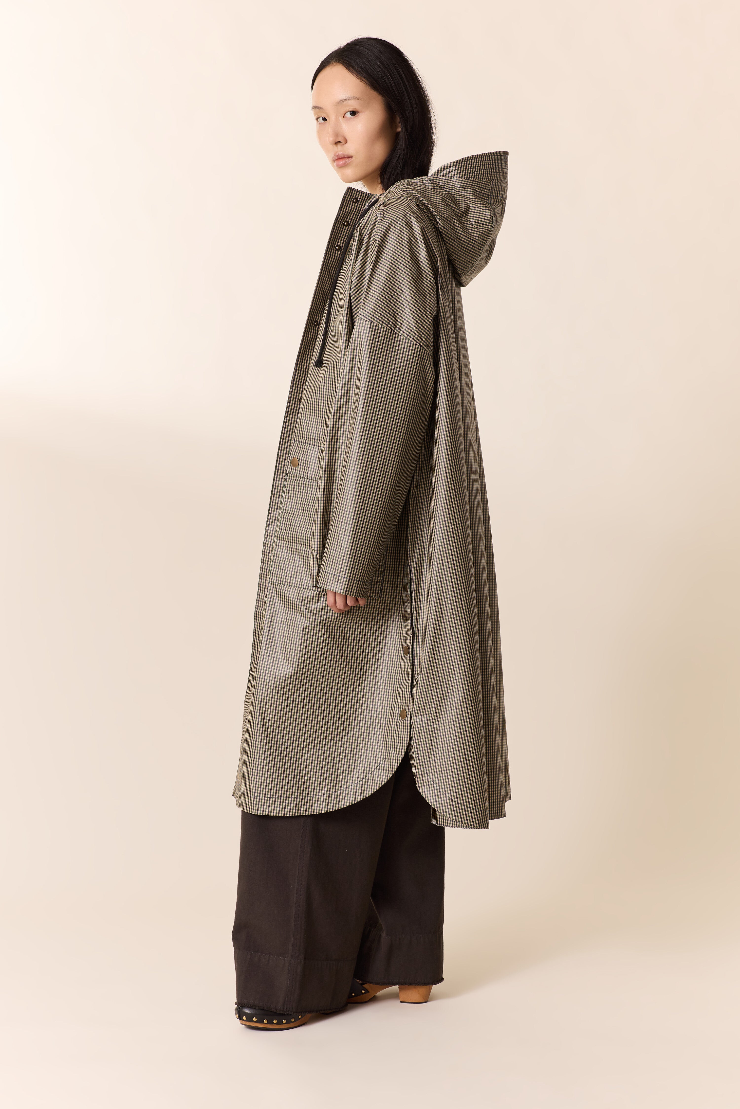 Vannah Poncho à Carreaux Vert | Leon & Harper | Leon & Harper