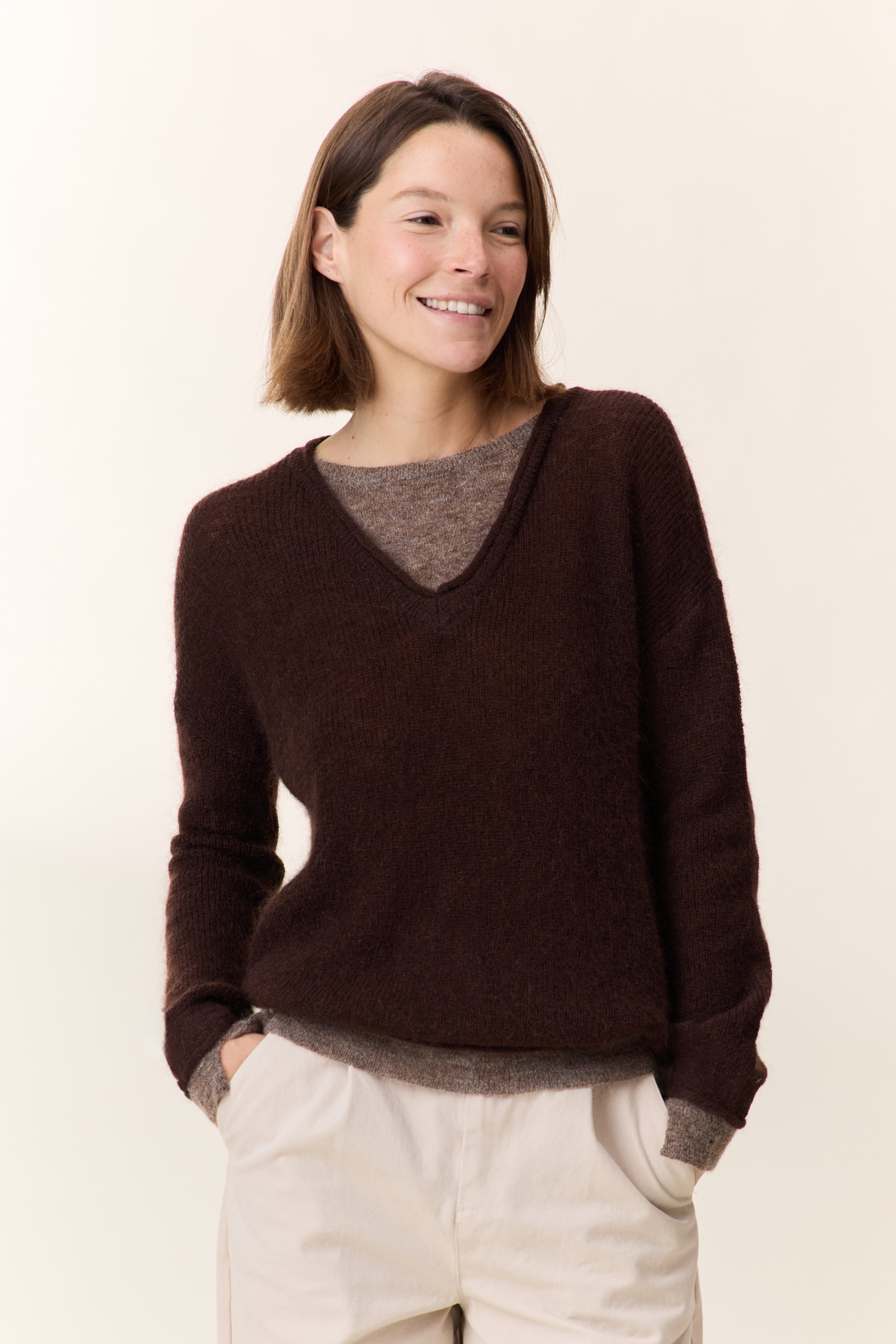 Pull Millipe Dual Marron | Leon & Harper | Leon & Harper