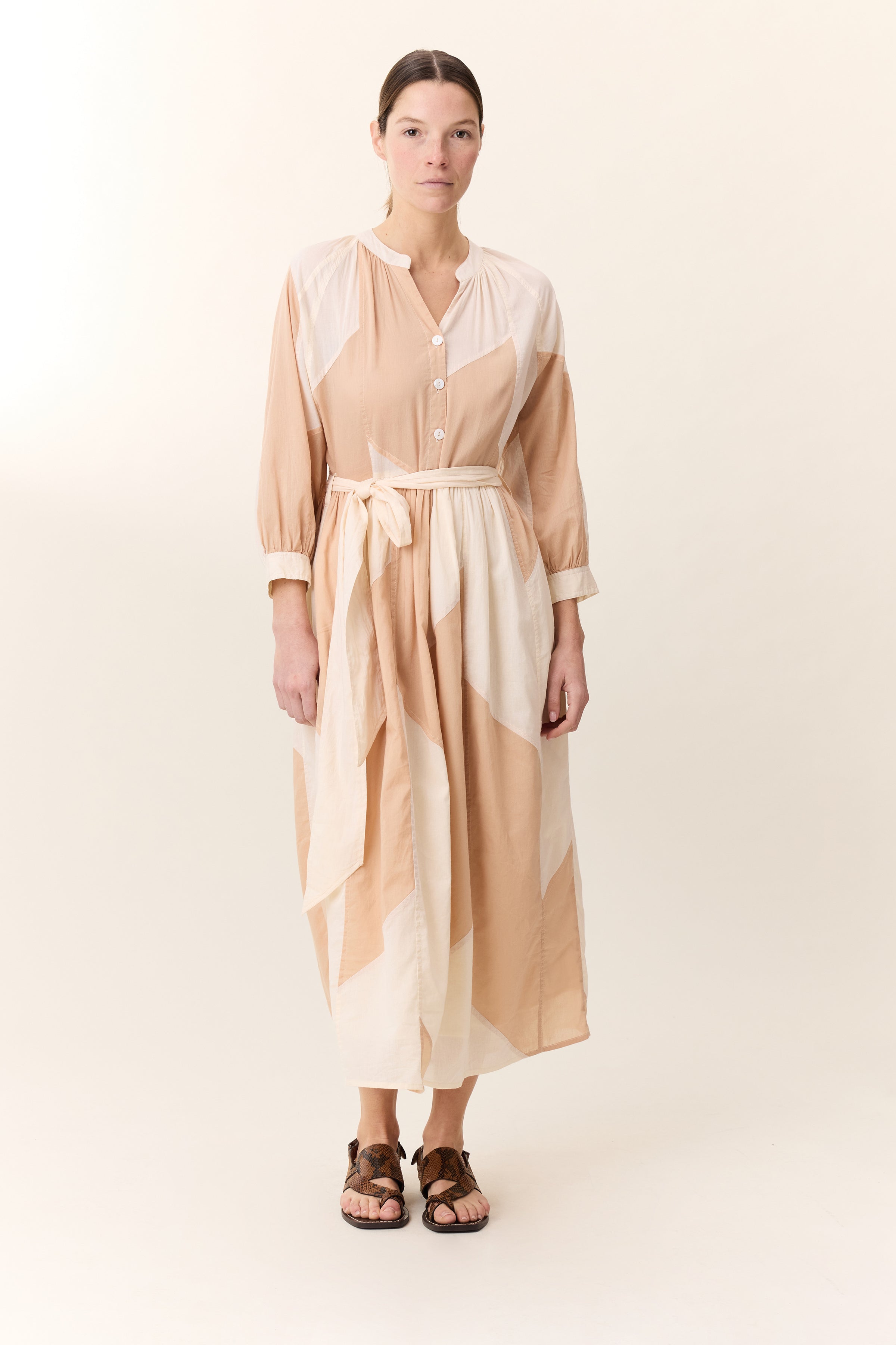 Robe Runa Patchwork Nude | Leon & Harper | Leon & Harper