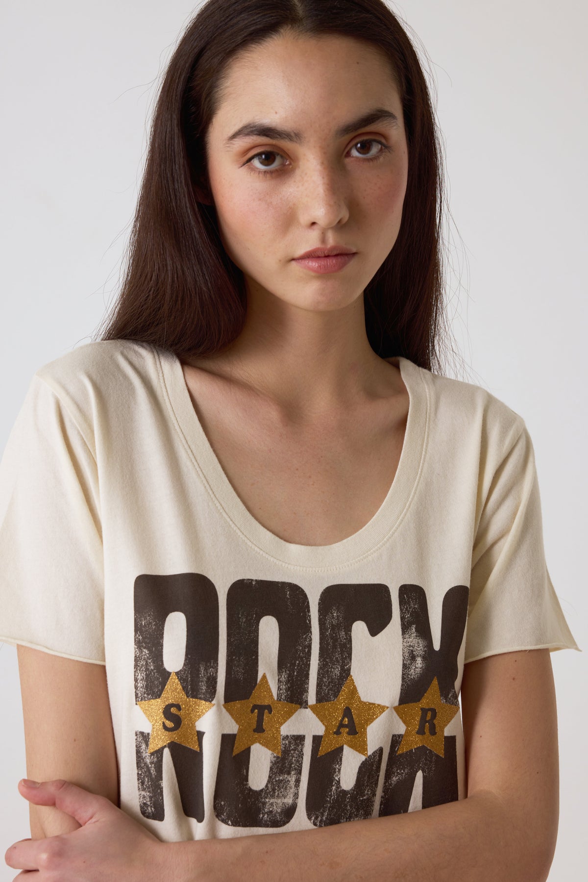 T shirt with stars around collar online